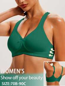 SHEIN 1件女款無鋼圈內衣 - 軍綠色 - 查看 7