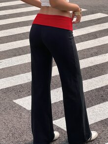 Attitoon Women's Casual Colorblock Patchwork Versatile Everyday Pants - Multicolor - View 2