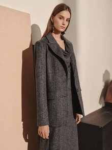 MOTF PREMIUM WOOL BLEND LAPEL NECK LONG SLEEVE BLAZER JACKET, AUTUMN/WINTER - Dark Grey - View 6