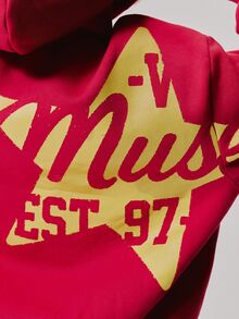 MUSERA Hoodie Oversize dengan Cetakan Grafis Lucu untuk Sehari-hari, Gaya Vintage Y2K, Cocok untuk Kembali ke Sekolah Dasar - Merah - View 5