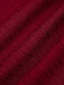 Sweetra Plus Size Women's Burgundy Textured Collar Cinched Waist Ruffle Tie Cuff Long Sleeve Blouse - Burgundy - View 5