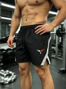 GymBeat Men's Drawstring Waist Casual Versatile Daily Travel Sports Shorts - Black - View 6