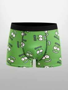 Rick and Morty X SHEIN Men's Cartoon Print Casual Everyday Boxer Briefs - Green - View 1