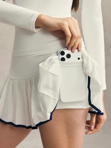 Activina Women's Letter Print Long Sleeve Top And Mini Skirt Casual Sports Set - White - View 7