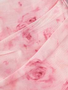 SHEIN MOD Women's Floral Print Camisole Dress And Cardigan Casual 2 Pieces Set - Baby Pink - View 3
