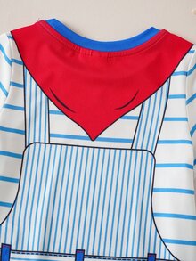 LOONEY TUNES X SHEIN Baby Boy Cartoon Print Cute Romper - Blue - View 6