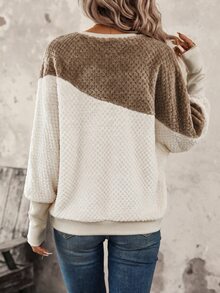 SHEIN LUNE Women's Casual Commute Sweatshirt Long Sleeve Color Block Patchwork Autumn/Winter Daily Basic Fashion Outwear Outfit - Multicolor - View 2