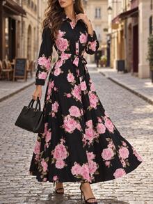 Editum Women's Floral Print Casual Party Midi Dress - Multicolor - View 3
