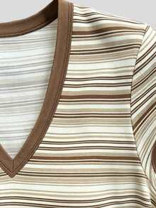 IslaSuriya Women's Striped V-Neck Top And Mini Skirt Casual Set - Multicolor - View 5