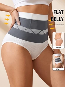 Coutiva Women's High Waist Triangle Briefs, Tummy Control Butt Lifting Panties - White - View 5