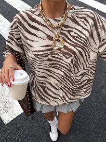 Muchica Women's Fashion Zebra Print Long Sleeve T-Shirt Suitable For Daily Commute And Outings - Multicolor - View 4