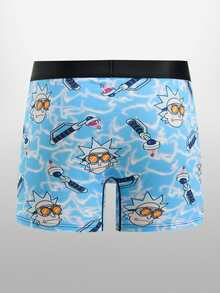 Rick and Morty X SHEIN Men's Boxer Briefs Cartoon Anime Print Underwear - Blue - View 2