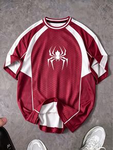 Sport MetroGents Men's Spider Pattern Casual Daily Wear Sports T-Shirt - Black - View 1