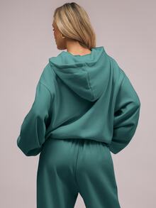 MUSERA 大廓型寬鬆落肩連帽衛衣 開學季 舒適可愛休閒 Y2K 街頭風 膠囊衣櫥 春夏款 - 水鴨藍 - 查看 3