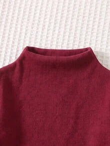 SHEIN Baby Boy Solid Color Versatile Comfortable Crew Neck Long Sleeve Pullover Top - Red - View 4