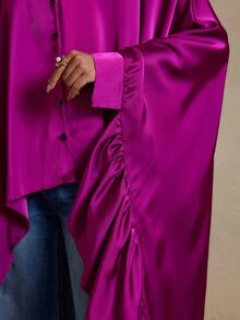 SHEIN Atasan Wanita Polos Kasual Serbaguna untuk Sehari-hari - Purple - View 6