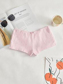 Lowkey Lull Calcinha Boyshort Feminina 100% Algodão Texturizada Confortável, Estilo INS Casual Y2K, Prática, Macia, Minimalista, Jacquard - Rosa chiclete - Visão 1