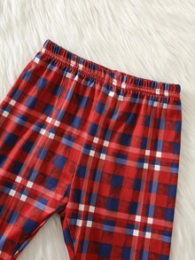 Young Boy Christmas Pattern Knitted Soft Crew Neck Long Sleeve Pullover Top & Plaid Pants 2 Pieces Set, Versatile And Comfortable Baby - White - View 5
