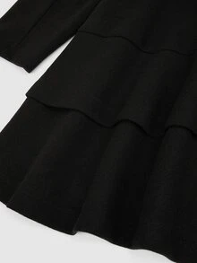 Sweetra CURVE Plus Size Women Solid Color Waist Tie Fashion Versatile Overcoat - Black - View 5