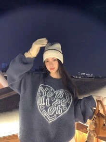 DAZY Women's Round Neck Long Sleeve Autumn/Winter Sweater - Blue - View 9