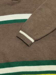 Chillumni Men's Colorblock Casual Daily Long Sleeve Sweater - Khaki - View 5
