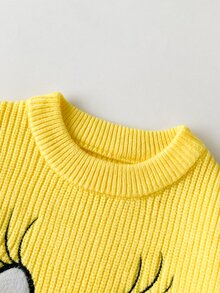 LOONEY TUNES X SHEIN Baby Girl Cartoon Pattern Casual Daily Long Sleeve Sweater Autumn - Yellow - View 4