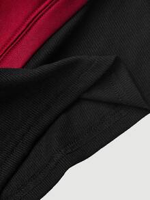SHEIN MOD Women's Asymmetric Shoulder Eyelet Design 2 In 1 Halter Neck Sweatshirt - Burgundy - View 5