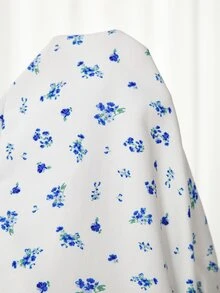 SHEIN جمبسوت كاجوال للارتداء اليومي بطبعة كاملة للحوامل - ازرق وابيض - مشاهدة 7