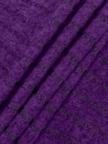SHEIN LUNE Plus Size Ribbed Side Slit Short Sleeve Top And Pants 2 Pieces Set - Purple - View 7