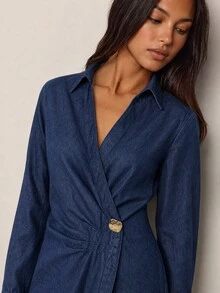 CielaLinda Women's Pleated Casual Daily Summer Denim Dress - Medium Wash - View 5