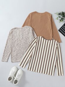 SHEIN 3件組青少年男孩冬季T恤童裝 - 彩色 - 查看 3