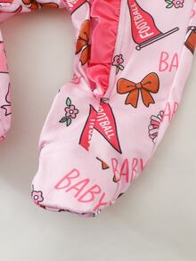 SHEIN Newborn Baby Cute Knitted Casual Cartoon Pattern Romper & Headband Set - Pink - View 6