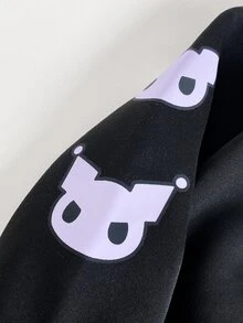 Maija Kids HELLO KITTY AND FRIENDS | SHEIN Maija Kids 青少年女孩卡通圖案休閒日常長袖秋季運動衫童裝 - 黑色 - 查看 4