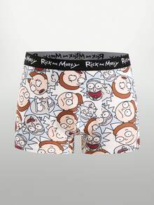 Rick and Morty X SHEIN Men's Letter & Cartoon Print Casual Daily Boxer Briefs - White - View 1