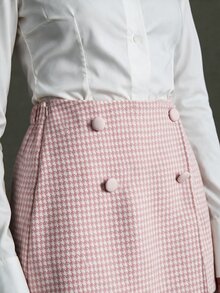 Elnivra Women's Fashion Houndstooth Button Skort For Outing And Party - Pink - View 5