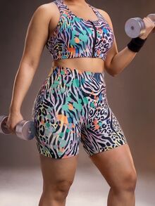 Powerista Women's Plus Size Zebra Print Sports Shorts - Pink - View 7