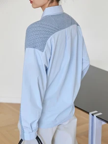 Dazy-Less Fall/ Foggy Blue Round Neck Button Cable Knit Long Sleeve Slim Fit Ribbed Cardigan For Women Office Everyday Casual Preppy - Dusty Blue - View 2