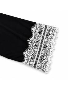 Yasmyna Autumn/Winter Elegant Elegant Fashion Versatile Lace Patchwork Polka Dot Full Skirt Long Robe - Multicolor - View 11