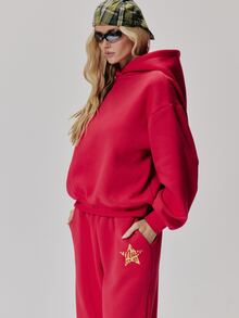 MUSERA Hoodie Oversize dengan Cetakan Grafis Lucu untuk Sehari-hari, Gaya Vintage Y2K, Cocok untuk Kembali ke Sekolah Dasar - Merah - View 4