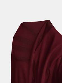 Skyraze Women's Solid Color Metal Design Asymmetrical Shoulder Pleated Ruffle Hem Fashion Mini Dress - Burgundy - View 6