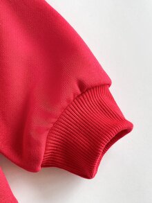 Maija Kids 1件少女休閒百搭舒適蝴蝶印花連帽拉鍊針織開襟衫，適合日常穿著、秋冬、室內、運動、攝影、假期、生日、聖誕節、開學季 - 紅色 - 查看 5