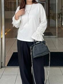 Dazy Plus Korean Style Bell Sleeve Loose White T-Shirt - White - View 4