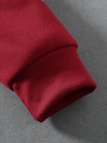 ROMWE MEN Men's Gothic Pattern Plush Patchwork Casual Versatile Hoodie - Red - View 4