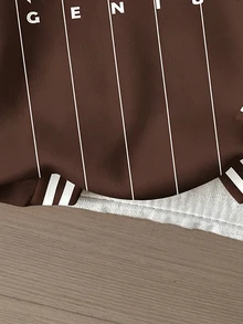 Muchica كنزة رياضية بأسلوب بسيط وعملي مع طباعة رسومية بألوان متباينة، رقيقة بقلنسوة، مناسبة للخريف/الشتاء والربيع/الصيف - متعدد الألوان - مشاهدة 5