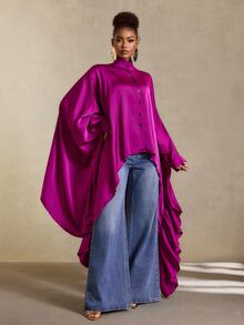 SHEIN Atasan Wanita Polos Kasual Serbaguna untuk Sehari-hari - Purple - View 4