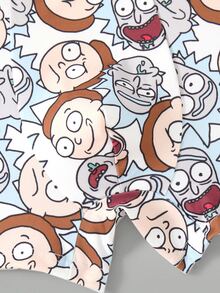 Rick and Morty X SHEIN Men's Letter & Cartoon Print Casual Daily Boxer Briefs - White - View 6