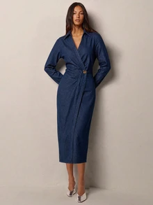 CielaLinda Women's Pleated Casual Daily Summer Denim Dress - Medium Wash - View 4