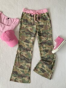 Comfortcana Women's Summer Drawstring Waist Camouflage Sweatpants Flare Pants - Multicolor - View 8