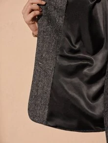 MOTF PREMIUM WOOL BLEND LAPEL NECK LONG SLEEVE BLAZER JACKET, AUTUMN/WINTER - Dark Grey - View 3