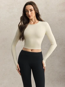 Activina Women's Solid Color Casual Daily Travel Sports T-Shirt - Apricot - View 2